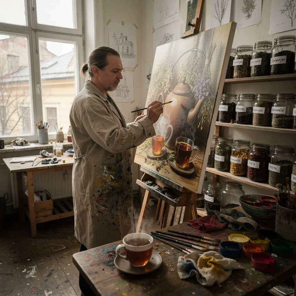 Rankų darbo arbatos maišeliai su organinėmis žolelėmis